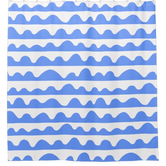 Rideaux De Douche Motif Wavy 020815 - Bleu et blanc bébé (Devant)
