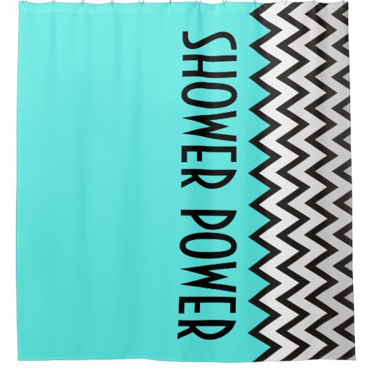 Rideaux De Douche Motif Zigzag - noir blanc gris + votre backgr. (Devant)