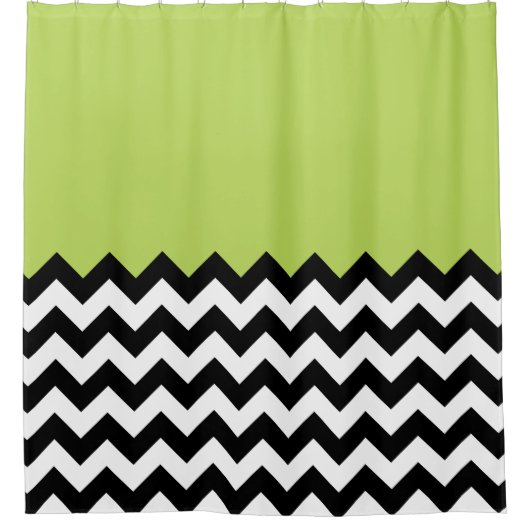 Rideaux De Douche Motif Zigzag noir et blanc, Chevron, Vert (Devant)
