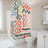 Rideaux De Douche Motif, zigzags, lignes et courbes (En situation)