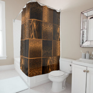 Rideaux De Douche Motifs d'animaux Safari dans des Browns dorés pro