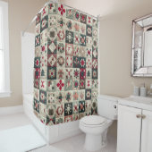 Rideaux De Douche Motifs de Noël matelassés (En situation)