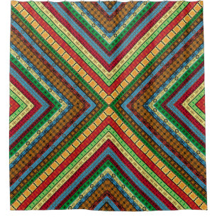 Rideaux De Douche Motifs et symboles géométriques africains colorés