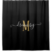 Rideaux De Douche Motivationnel Dire Dream Big Monogram Black Gold (Devant)