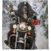 Rideaux De Douche Moto à chiens de Terre-Neuve Noël (Devant)