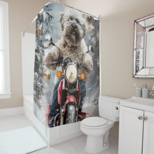Rideaux De Douche Moto à chiens Havanais Noël (En situation)