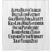 RIDEAUX DE DOUCHE MOTS ALPHABET PHONÉTIQUE / CODE (Devant)