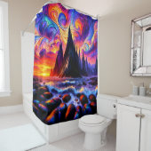 Rideaux De Douche Mountain Sunset Scene (En situation)