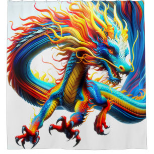 Rideaux De Douche Mouvement de Flamme de Dragon Électrique