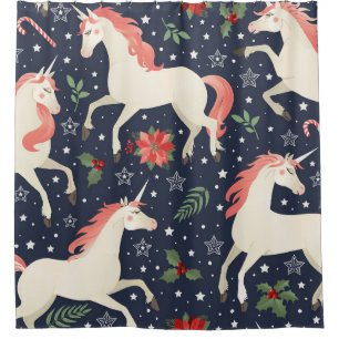 Rideaux De Douche Moyen Age imprimer Unicornes sur une florale de No