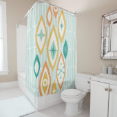 Rideaux De Douche Moyen Siècle Abstrait de l'ère atomique moderne (En situation)