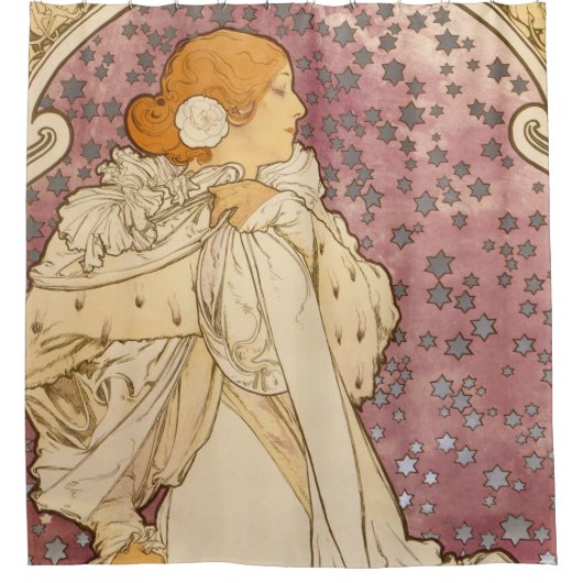 Rideaux De Douche Mucha Art nouveau femme beauté (Devant)