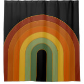 Rideaux De Douche Muet Rétro Seventies Rainbow Black (Devant)
