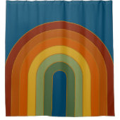 Rideaux De Douche Muet Retro Seventies Rainbow Navy Blue (Devant)