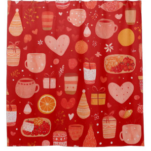 Rideaux De Douche Mugs de vacances cosy et cadeaux motif rouge