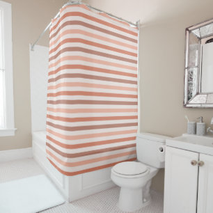 Rideaux De Douche Multi Color Peach et Terra Cotta Stripes Motif