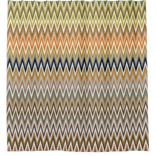 Rideaux De Douche Multicolor Zigzag Motif