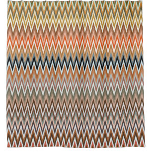 Rideaux De Douche Multicolor Zigzag Motif
