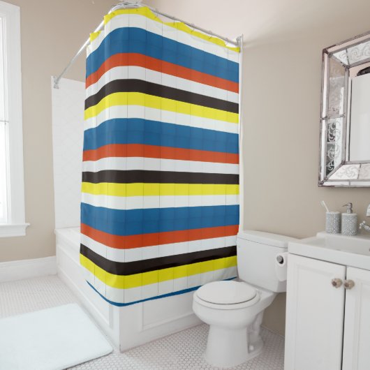 Rideaux De Douche Multicolore strié (En situation)