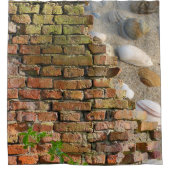 Rideaux De Douche Mur de briques et coques de mer (Devant)