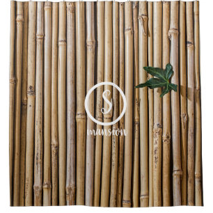 Rideaux De Douche Mur en bambou avec logo et texte personnalisables