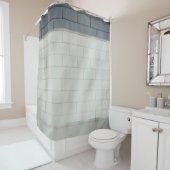 Rideaux De Douche Mur en brique blanche (En situation)