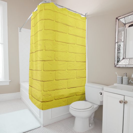 Rideaux De Douche mur en brique jaune (En situation)