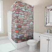 Rideaux De Douche Mur en brique rouge (En situation)