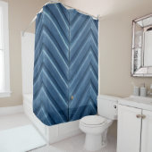 Rideaux De Douche Mur en chevron bleu (En situation)