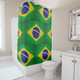 Rideaux De Douche Mur en cuir drapeau du Brésil