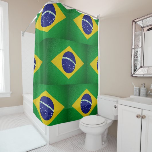 Rideaux De Douche Mur en cuir drapeau du Brésil (En situation)
