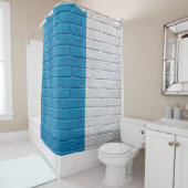 Rideaux De Douche Mur peint en bleu et blanc (En situation)