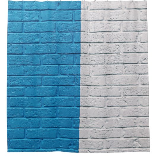 Rideaux De Douche Mur peint en bleu et blanc (Devant)