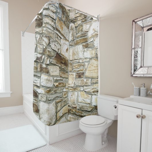 Rideaux De Douche Murs en pierre (En situation)