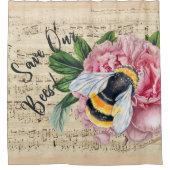 Rideaux De Douche Musique pour la pivoine rose d'abeilles (Devant)