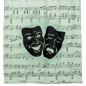 Rideaux De Douche Musique verte et masques grecs de théâtre (Devant)
