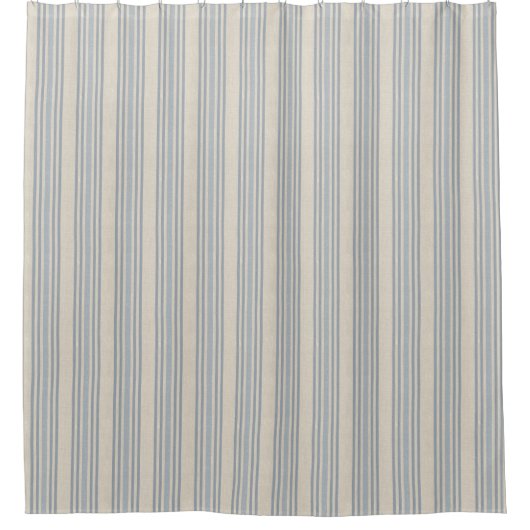 Rideaux De Douche Muted Distressed Blue Farmhouse Ticking Stripe (Devant)