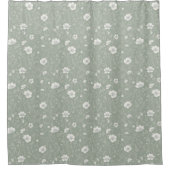 Rideaux De Douche Muted Sage Green And White Wildflower Pattern (Devant)
