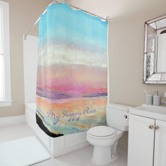 Rideaux De Douche My Happy Place Pastel Beach Sunset (En situation)