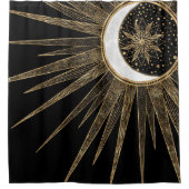 Rideaux De Douche Mystic Black Gold Sun Moon Mandala (Devant)