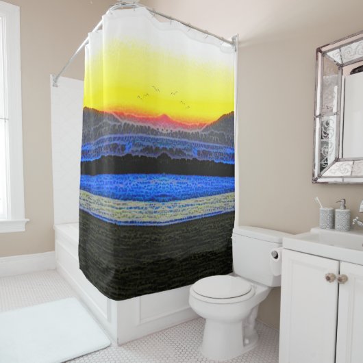 Rideaux De Douche Mystic Sunset Double Vision (En situation)