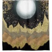 Rideaux De Douche Mystical Moon Gold Mountains Paysage moderne Glam (Devant)