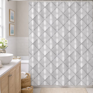 Rideaux De Douche Nacre blanche avec argent