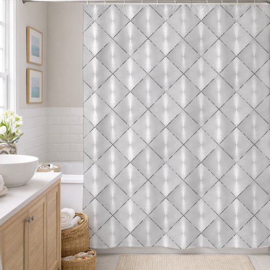 Rideaux De Douche Nacre blanche avec argent