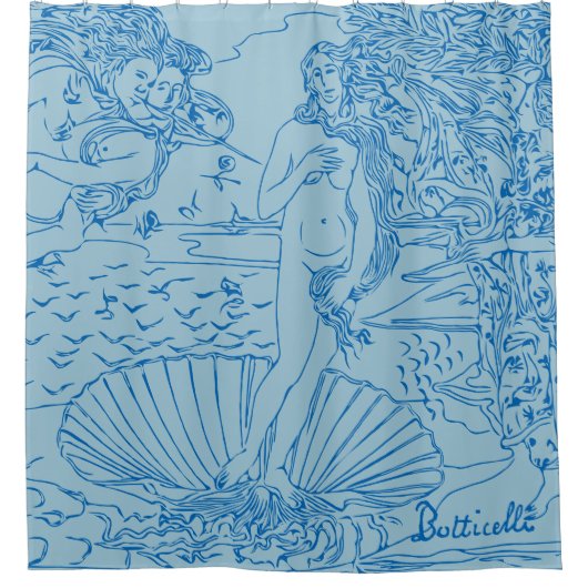 Rideaux De Douche Naissance de Vénus Sandro Botticelli Lignes bleues (Devant)