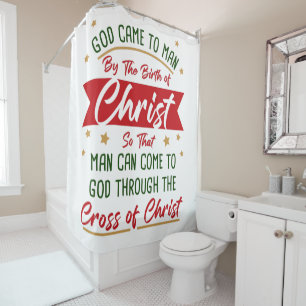 Rideaux De Douche Naissance et Croix de Jésus Christ Foi de Noël