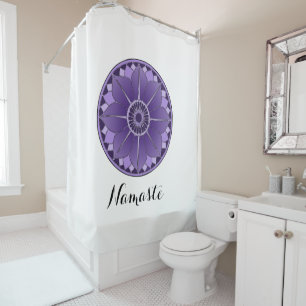 Rideaux De Douche NAMASTE Purple Lotus Mandala Nouvel Âge Personnali