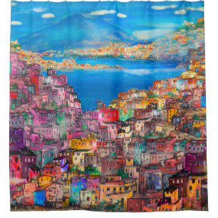 Rideaux De Douche Naples cityscapearer, ville, italien, paysage, mod