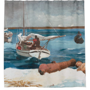Rideaux De Douche Nassau par Winslow Homer Art Voilier Mousse Mémoi