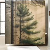Rideaux De Douche Nature paisible Pin Arbre Foggy Jungle